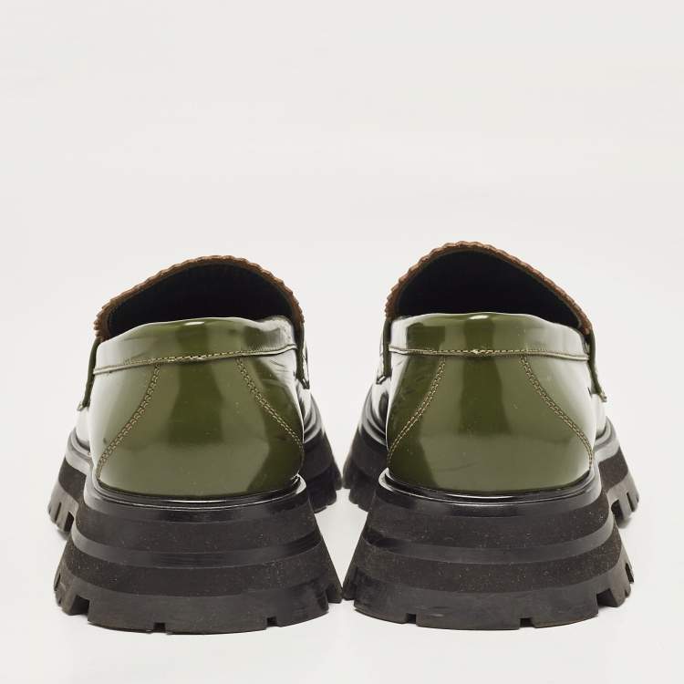 Pre Owned Alexander McQueen Green Leather Wander Loafers Size 39.5 