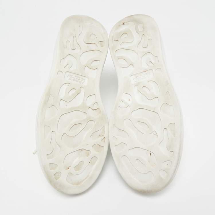 Pre Owned Alexander McQueen White/Blue Leather Oversized Sneakers Size 36