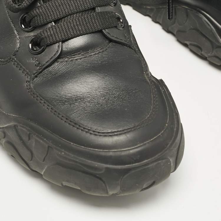 Pre Owned Alexander McQueen Black Leather Oversized Trainer Sneakers Size 39.5