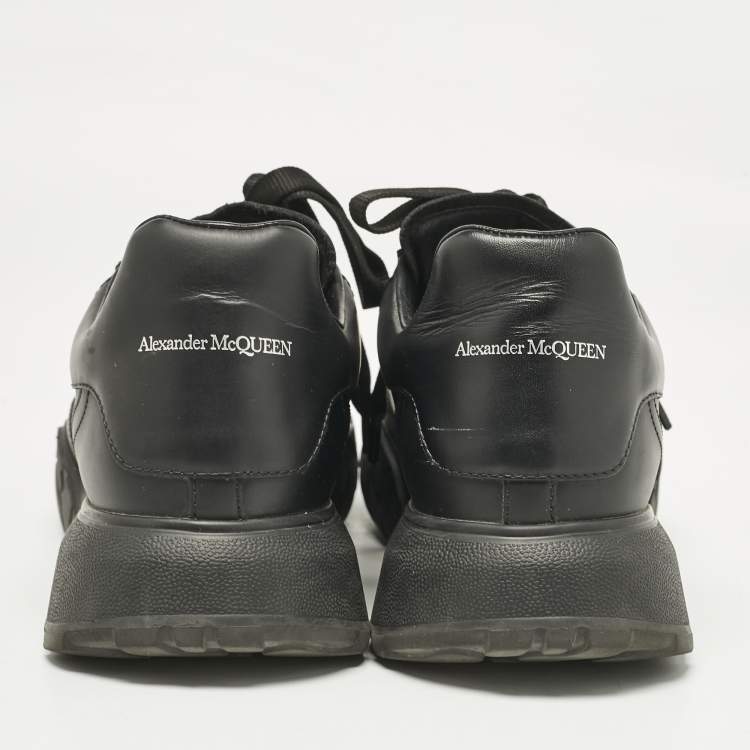 Pre Owned Alexander McQueen Black Leather Oversized Trainer Sneakers Size 39.5