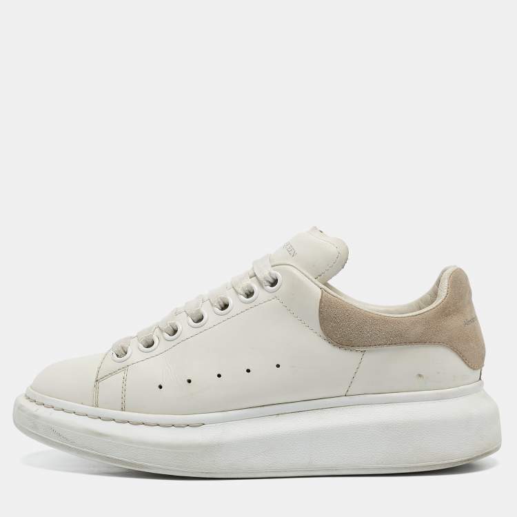Pre Owned Alexander McQueen White Leather Oversized Lace Up Sneakers Size 37