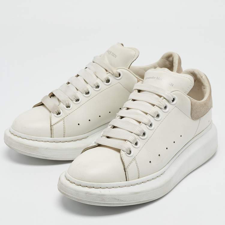 Pre Owned Alexander McQueen White Leather Oversized Lace Up Sneakers Size 37