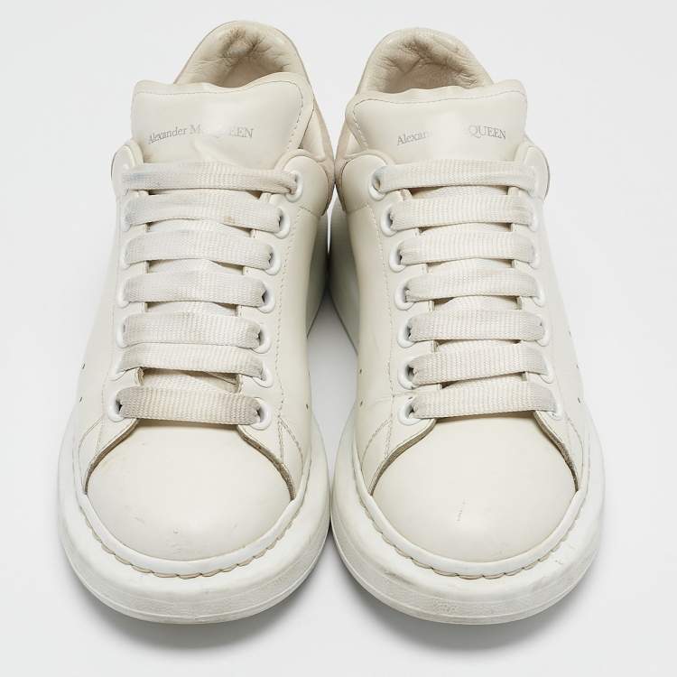 Pre Owned Alexander McQueen White Leather Oversized Lace Up Sneakers Size 37