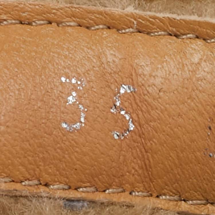 Pre Owned Alexander McQueen Beige Shearling and Suede Oversized Low Top Sneakers Size 35