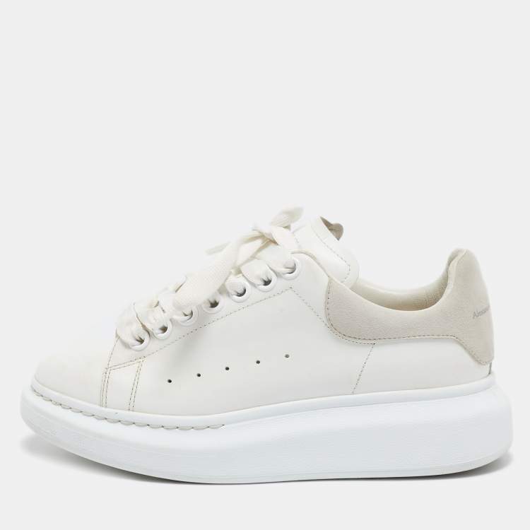 Pre Owned Alexander McQueen Off White Leather Larry Sneakers Size 35.5