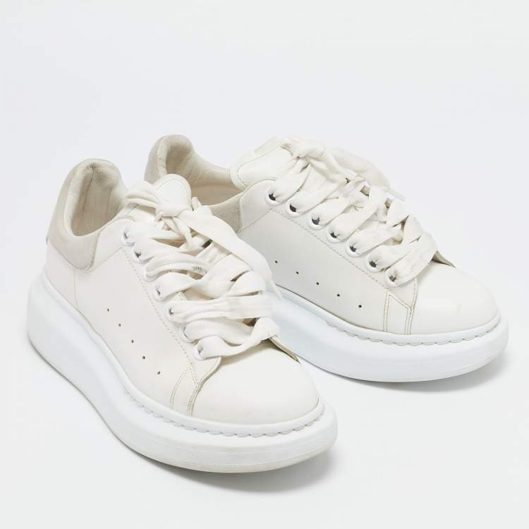 Pre Owned Alexander McQueen Off White Leather Larry Sneakers Size 35.5