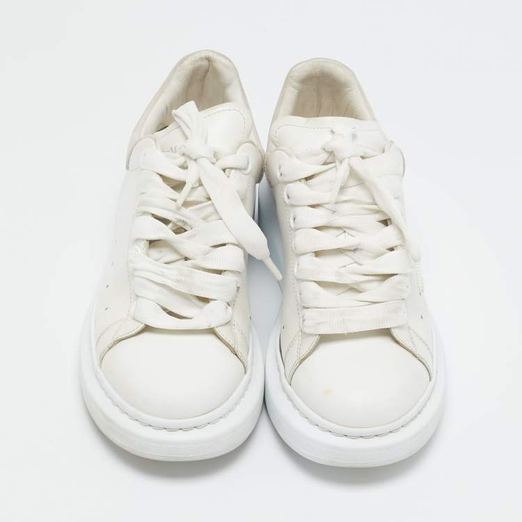 Pre Owned Alexander McQueen Off White Leather Larry Sneakers Size 35.5