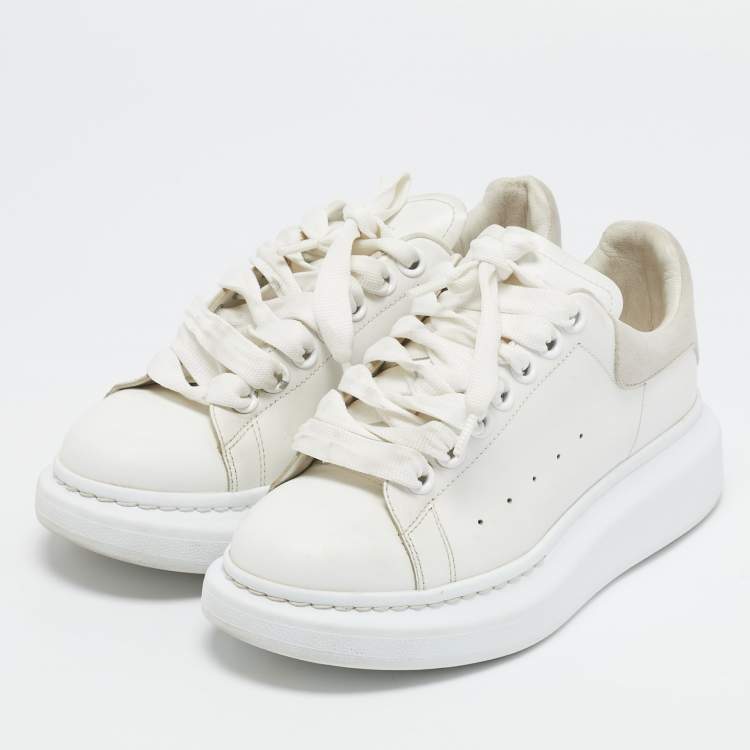 Pre Owned Alexander McQueen Off White Leather Larry Sneakers Size 35.5