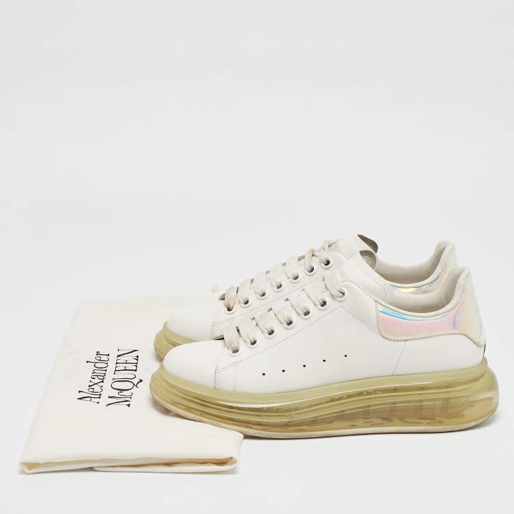 Pre Owned Alexander McQueen White/Iridescent Leather Oversized Sneakers Size 39