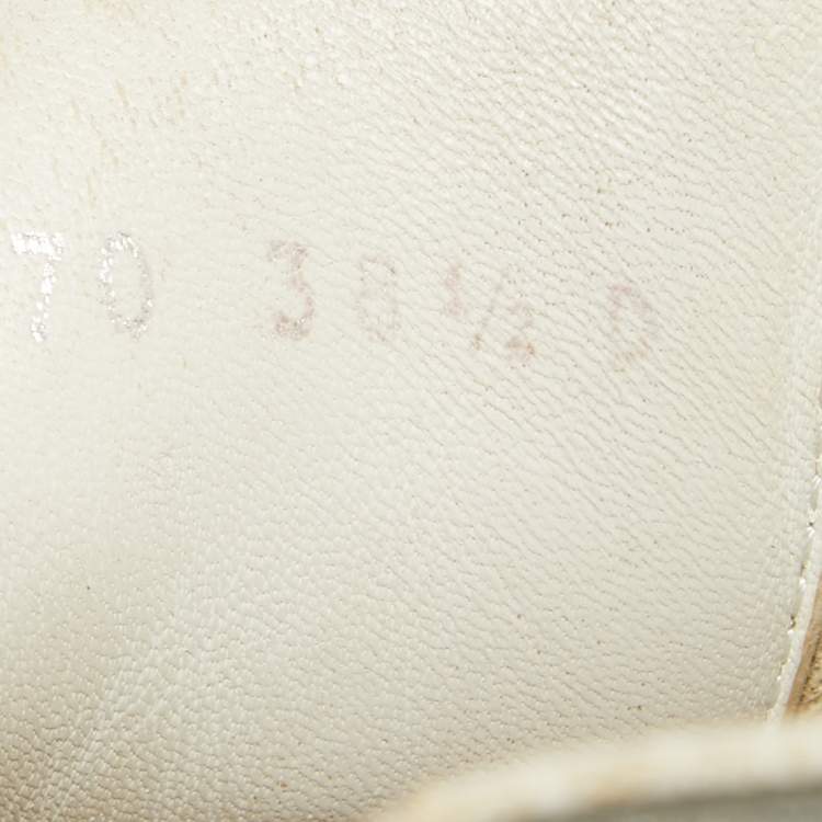 Pre Owned Alexander McQueen White/Metallic Leather Oversized Lace Up Sneakers Size 38.5