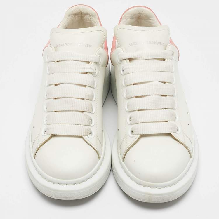 Pre Owned Alexander McQueen White/Pink Suede and Leather Oversized Sneakers Size 36