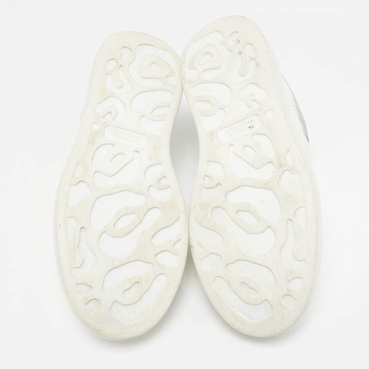 Pre Owned Alexander McQueen White/Grey Suede and Leather Oversized Sneakers Size 37