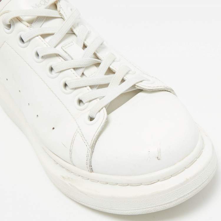 Pre Owned Alexander McQueen White/Grey Suede and Leather Oversized Sneakers Size 37