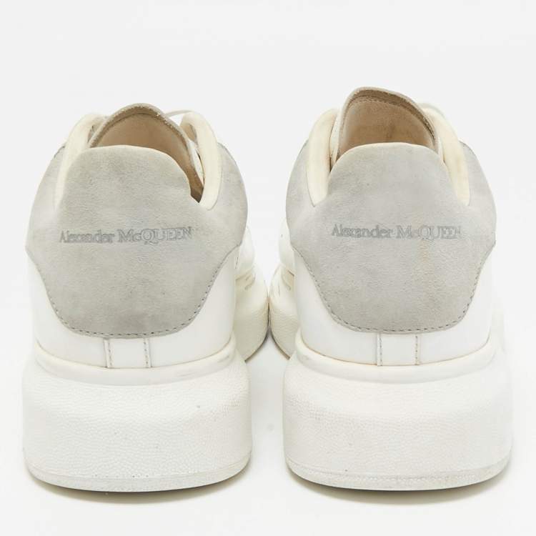 Pre Owned Alexander McQueen White/Grey Suede and Leather Oversized Sneakers Size 37