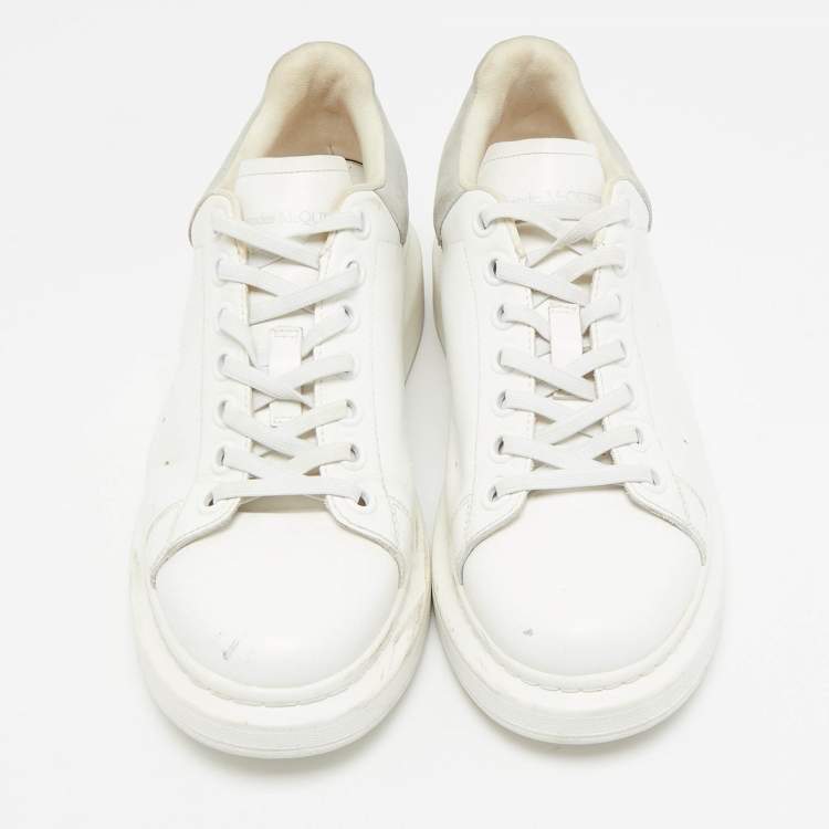 Pre Owned Alexander McQueen White/Grey Suede and Leather Oversized Sneakers Size 37