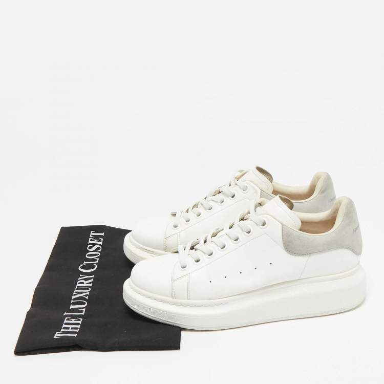 Pre Owned Alexander McQueen White/Grey Suede and Leather Oversized Sneakers Size 37
