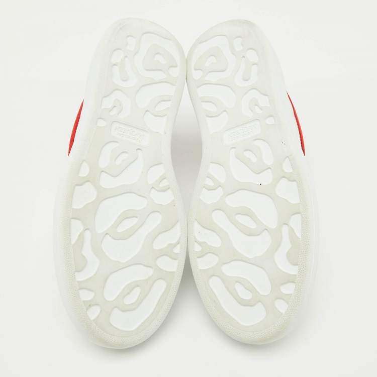 Pre Owned Alexander McQueen White/Red Leather Oversized Sneakers Size 39