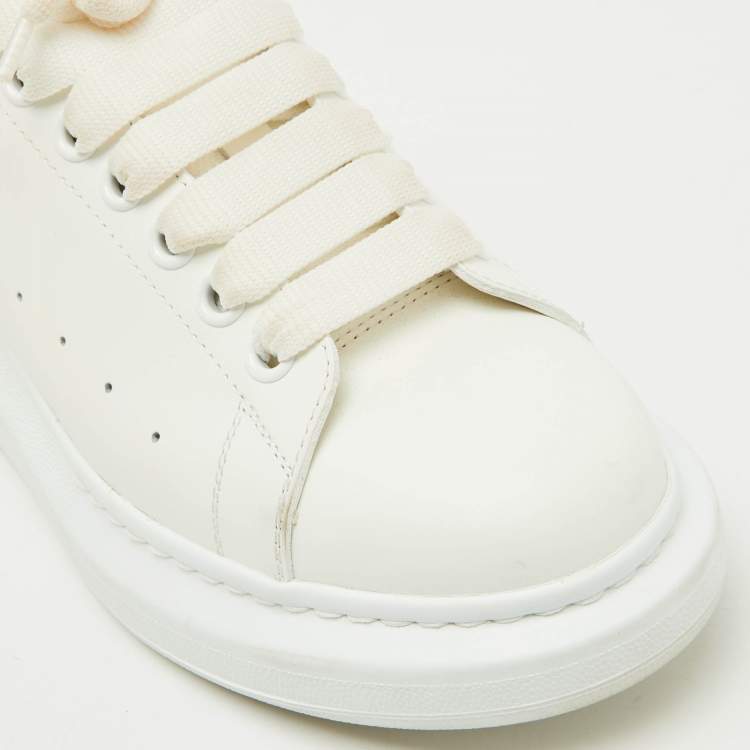 Pre Owned Alexander McQueen White/Red Leather Oversized Sneakers Size 39