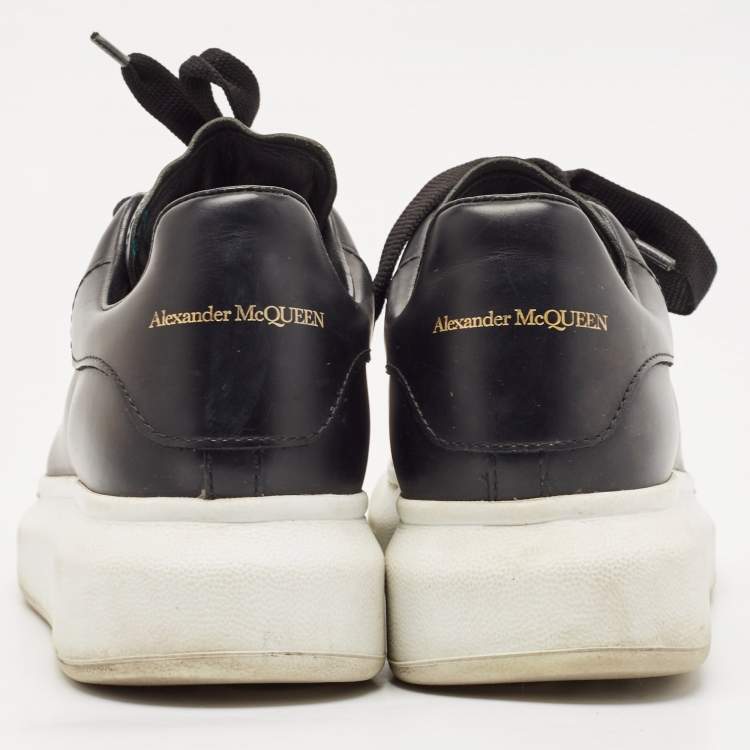 Pre Owned Alexander McQueen Black Leather Oversized Sneakers Size 37