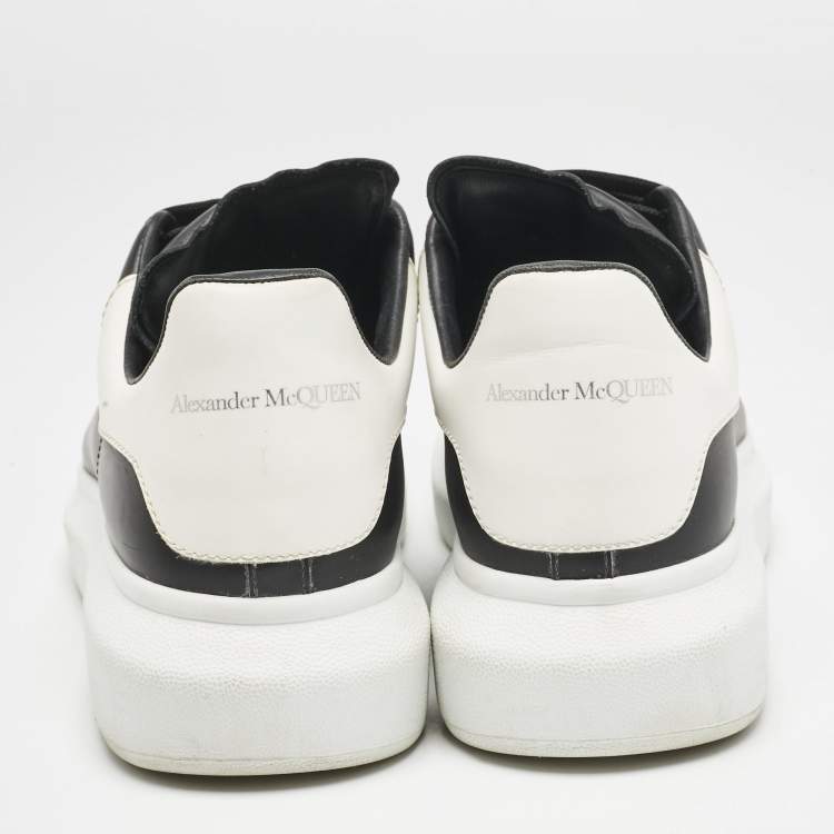 Pre Owned Alexander McQueen Black Leather Oversized Low Top Sneakers Size 41.5