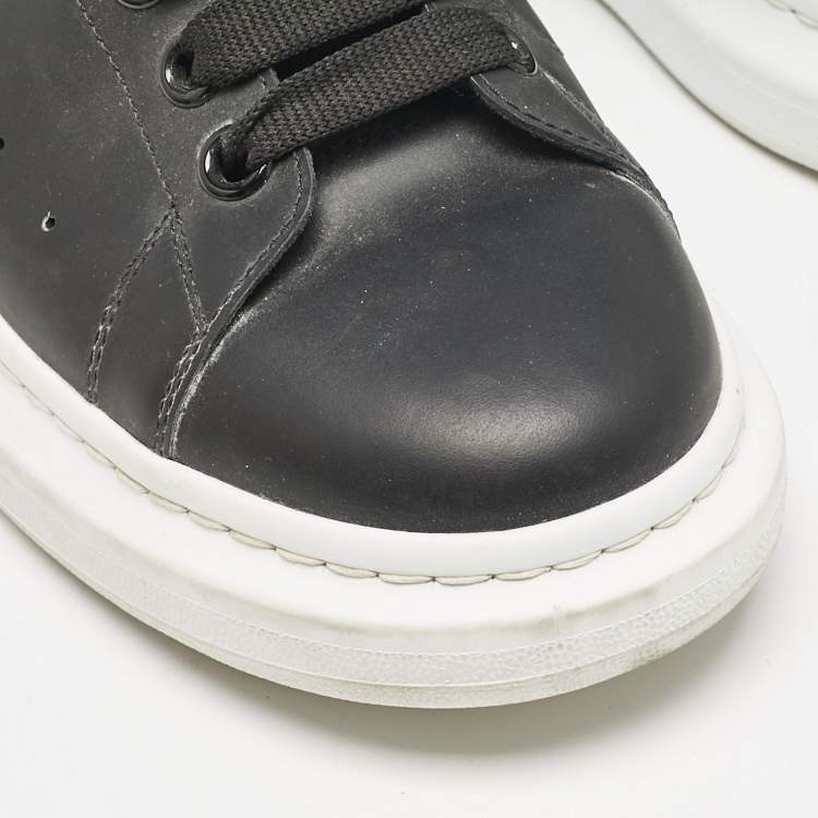 Pre Owned Alexander McQueen Black Leather Oversized Low Top Sneakers Size 41.5