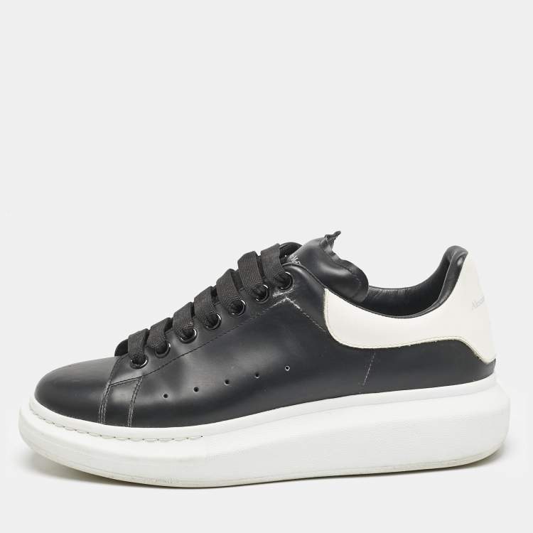 Pre Owned Alexander McQueen Black Leather Oversized Low Top Sneakers Size 41.5