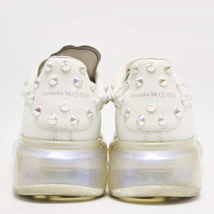 Pre Owned Alexander McQueen White Leather Larry Low Top Sneakers Size 39.5
