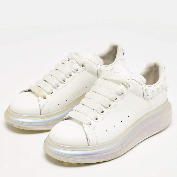 Pre Owned Alexander McQueen White Leather Larry Low Top Sneakers Size 39.5