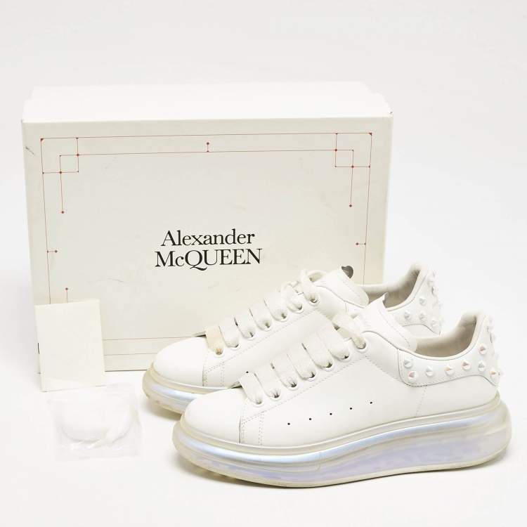 Pre Owned Alexander McQueen White Leather Larry Low Top Sneakers Size 39.5