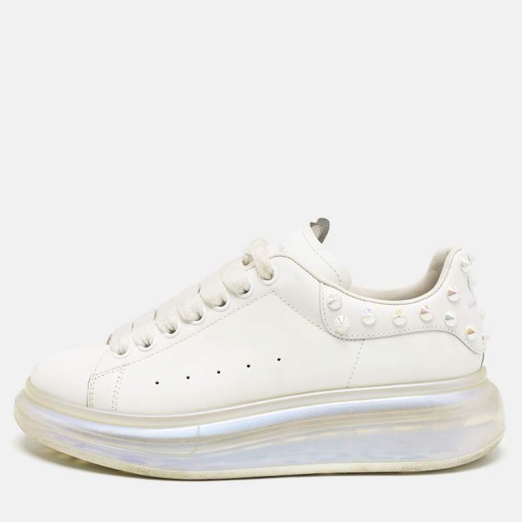 Pre Owned Alexander McQueen White Leather Larry Low Top Sneakers Size 39.5