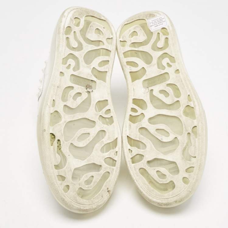 Pre Owned Alexander McQueen White Leather Larry Low Top Sneakers Size 39.5