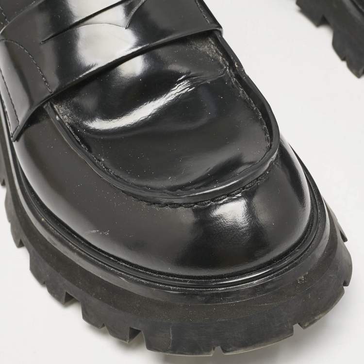 Pre Owned Alexander McQueen Black Leather Wander Loafers Size 40