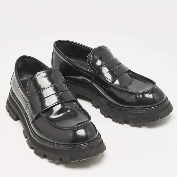 Pre Owned Alexander McQueen Black Leather Wander Loafers Size 40