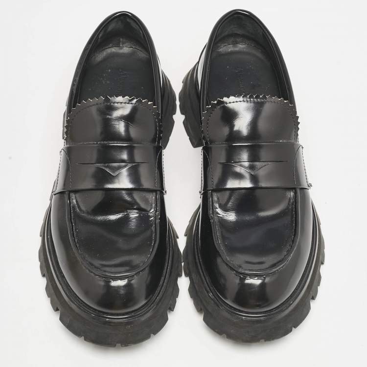 Pre Owned Alexander McQueen Black Leather Wander Loafers Size 40