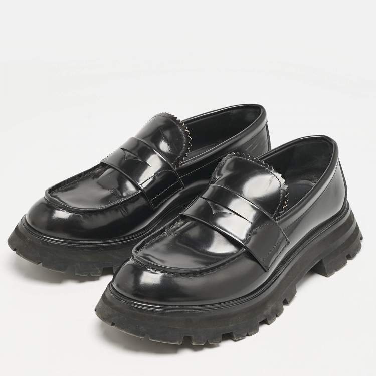 Pre Owned Alexander McQueen Black Leather Wander Loafers Size 40