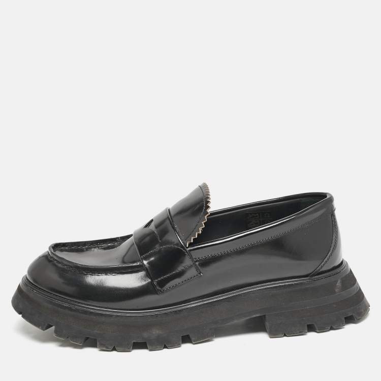 Pre Owned Alexander McQueen Black Leather Wander Loafers Size 40