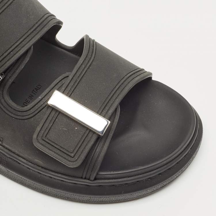 Pre Owned Alexander McQueen Black Rubber Hybrid Flat Slides Size 36