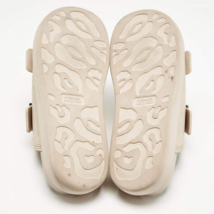 Pre Owned Alexander McQueen Beige Rubber Hybrid Slides Size 39