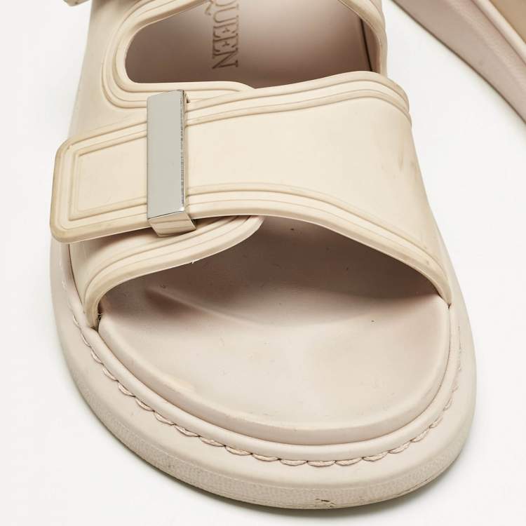 Pre Owned Alexander McQueen Beige Rubber Hybrid Slides Size 39