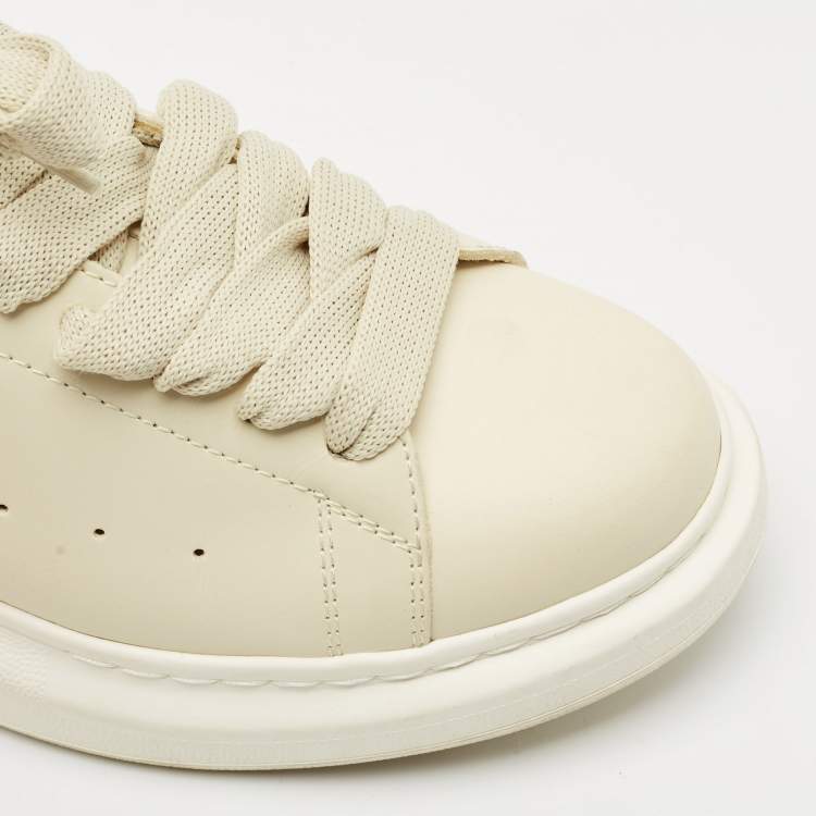 Pre Owned Alexander McQueen Grey Leather Oversized Lace Up Sneakers Size 39