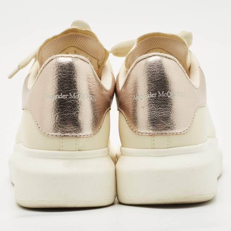Pre Owned Alexander McQueen Grey Leather Oversized Lace Up Sneakers Size 39
