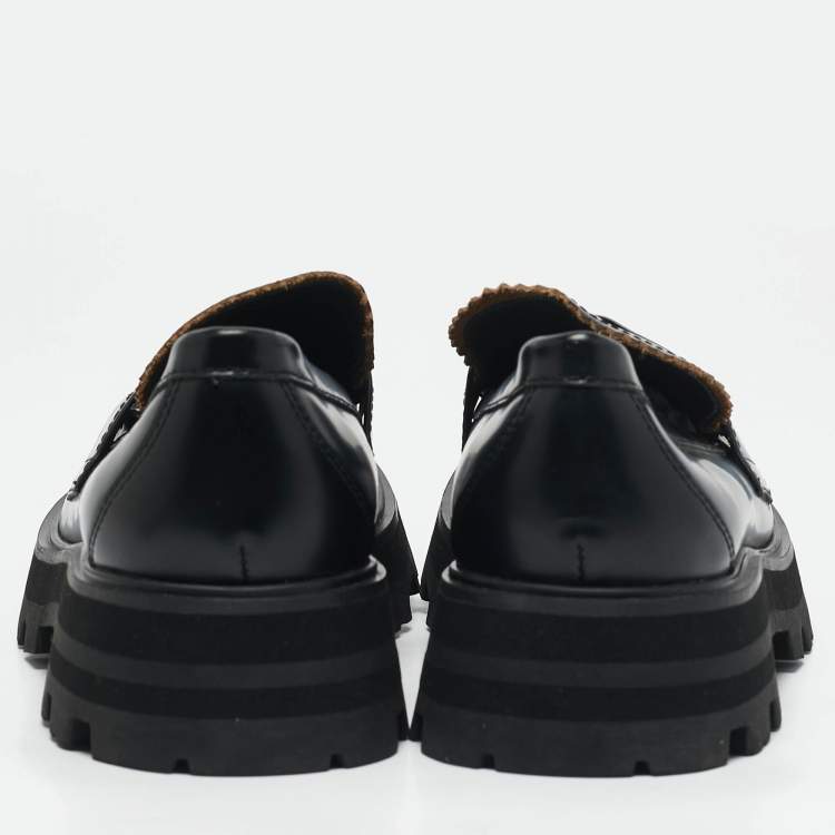 Pre Owned Alexander McQueen Black Leather Wander Loafers Size 37