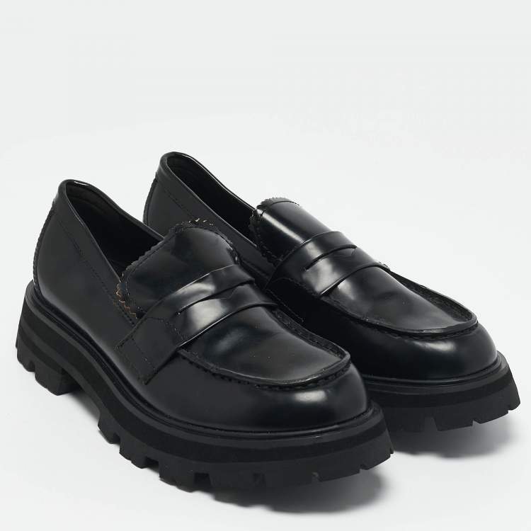 Pre Owned Alexander McQueen Black Leather Wander Loafers Size 37