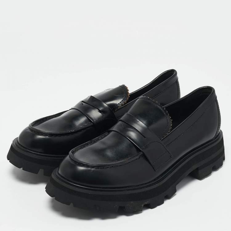 Pre Owned Alexander McQueen Black Leather Wander Loafers Size 37