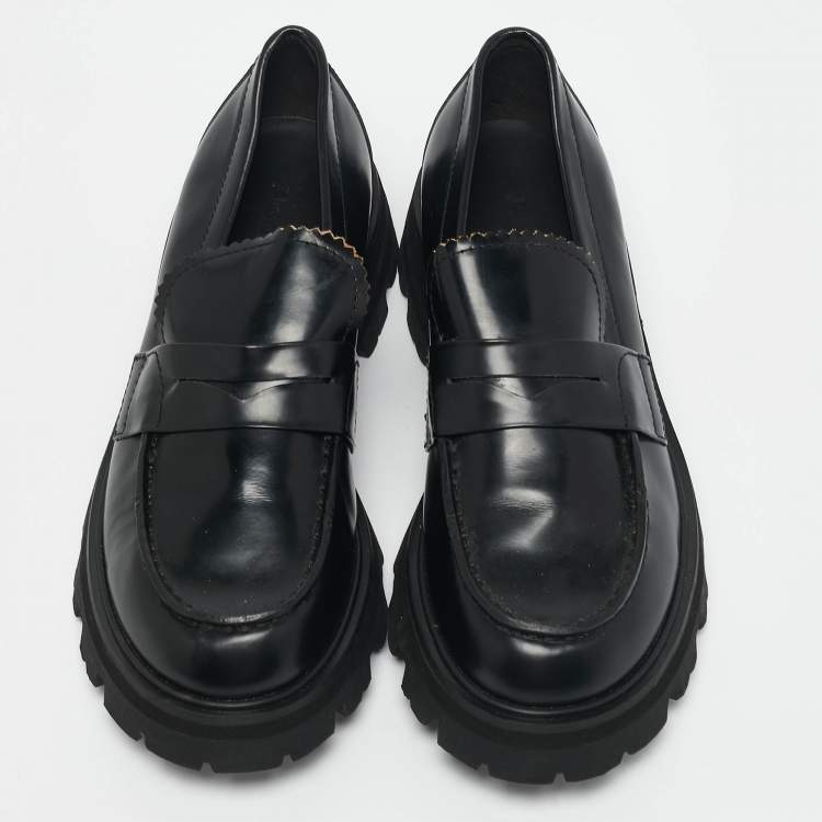 Pre Owned Alexander McQueen Black Leather Wander Loafers Size 37