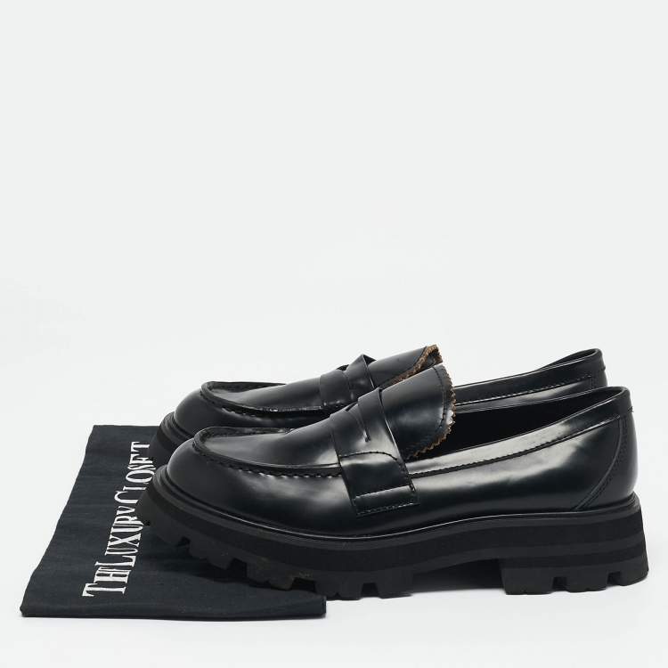 Pre Owned Alexander McQueen Black Leather Wander Loafers Size 37