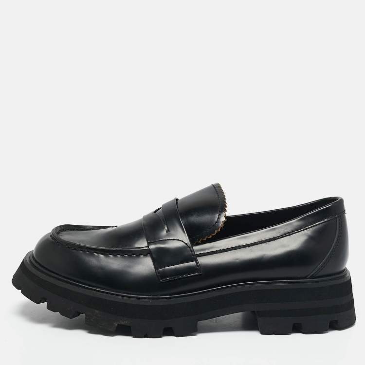Pre Owned Alexander McQueen Black Leather Wander Loafers Size 37