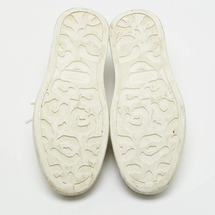 Pre Owned Alexander McQueen White Canvas and Rubber Tread Slick Sneakers Size 40