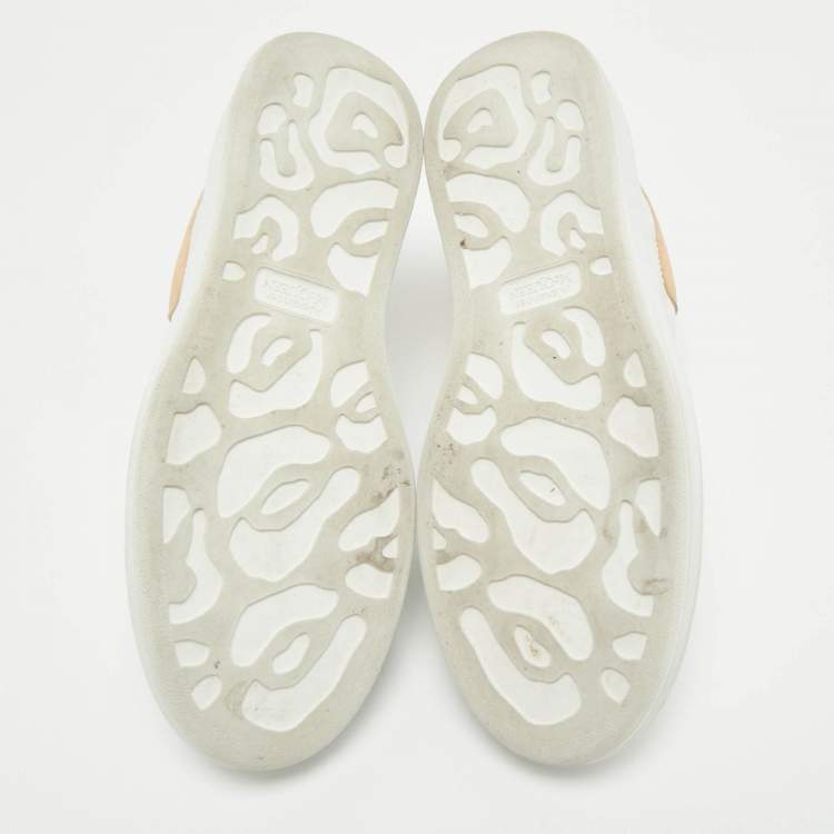 Pre Owned Alexander McQueen White/Beige Leather Oversized Sneakers Size 39