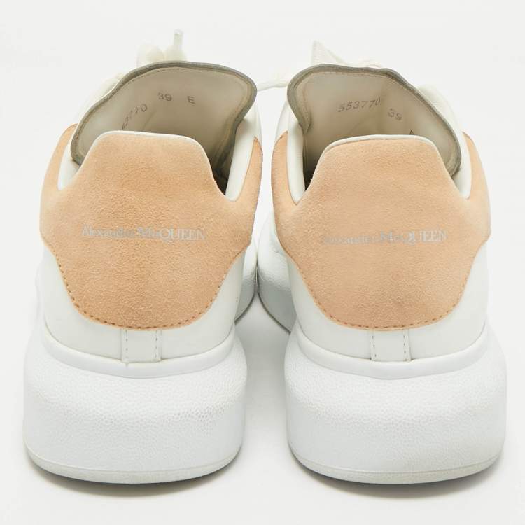 Pre Owned Alexander McQueen White/Beige Leather Oversized Sneakers Size 39